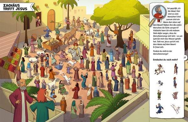 Meine Such- und Wimmelbibel. Finde die Person, die nicht in die Geschichte gehört! Ein kunterbuntes Wimmelbuch zu den schönsten Bibel-Geschichten f?