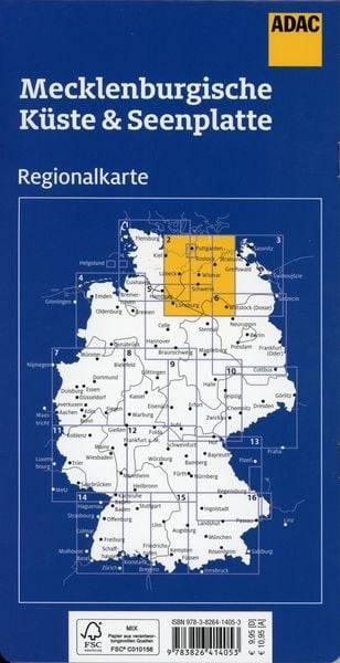ADAC Regionalkarte Deutschland Blatt 2 Mecklenburgische Küste und Seenplatte