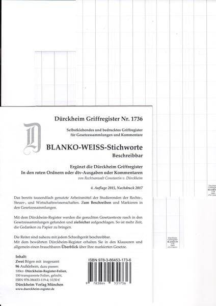 DürckheimRegister® BLANKO: WEISS-GROSS Beschreibbar