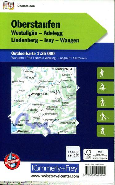Oberstaufen Westallgäu, Adelegg, Lindenberg, Isny, Wangen Nr. 55 Outdoorkarte Deutschland 1:35 000