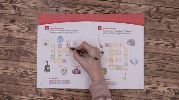 Leselöwen Kreuzworträtsel für Erstleser - 1. Klasse (Hellgrün)