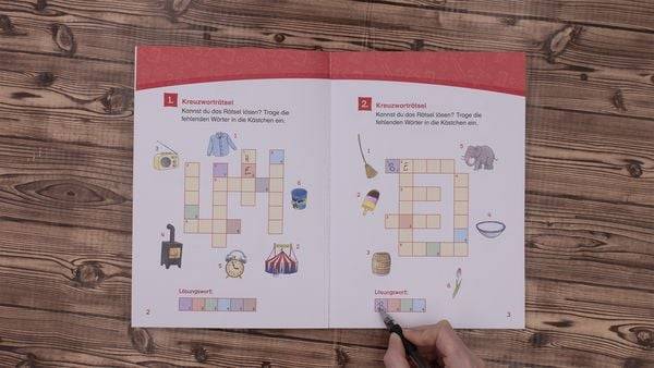 Leselöwen Kreuzworträtsel für Erstleser - 1. Klasse (Hellgrün)