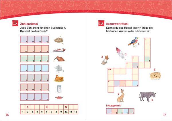 Leselöwen Kreuzworträtsel für Erstleser - 1. Klasse (Marineblau)