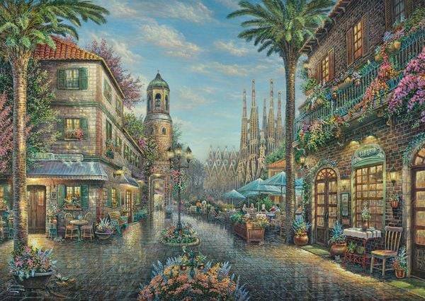 Schmidt Spiele - Thomas Kinkade - Spanisches Straßencafe, 1.000 Teile