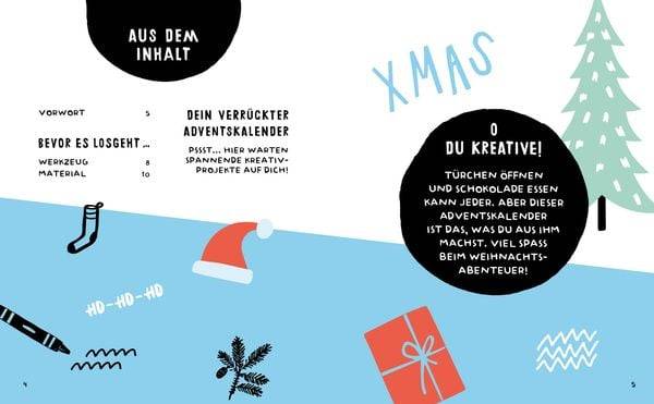 Mein verrückter Adventskalender – Das Mitmachbuch: zeichnen, schneiden, kleben