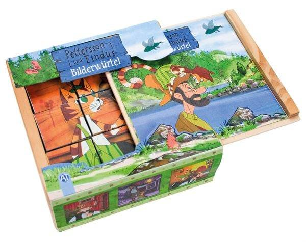 Holz-Bilderwürfel "Pettersson und Findus" (Würfelpuzzle)