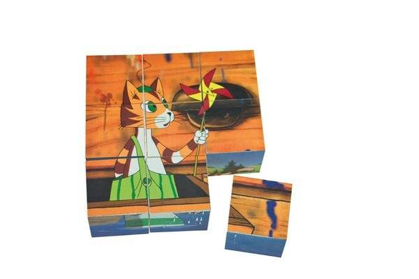 Holz-Bilderwürfel "Pettersson und Findus" (Würfelpuzzle)