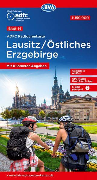 ADFC-Radtourenkarte 14 Lausitz /Östliches Erzgebirge 1:150.000, reiß- und wetter