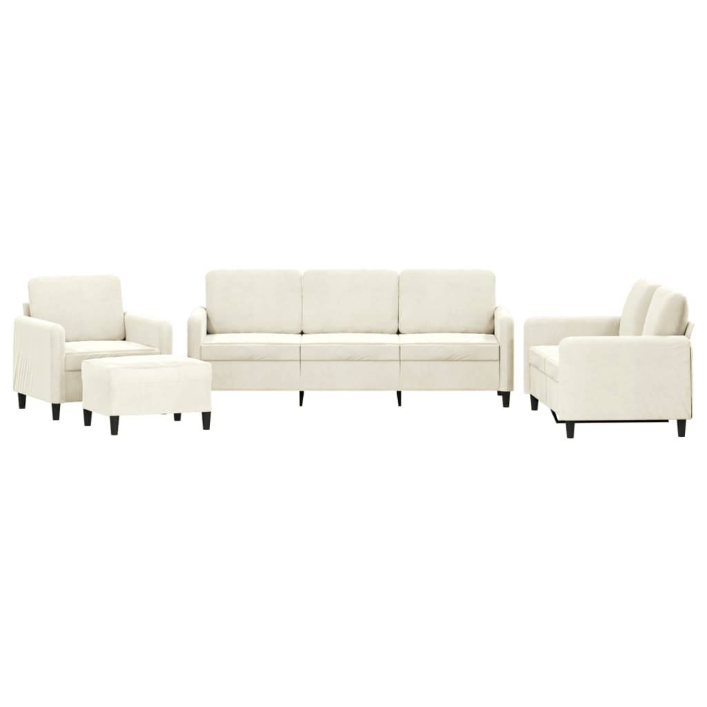 vidaXL 4-tlg. Sofagarnitur Creme Samt