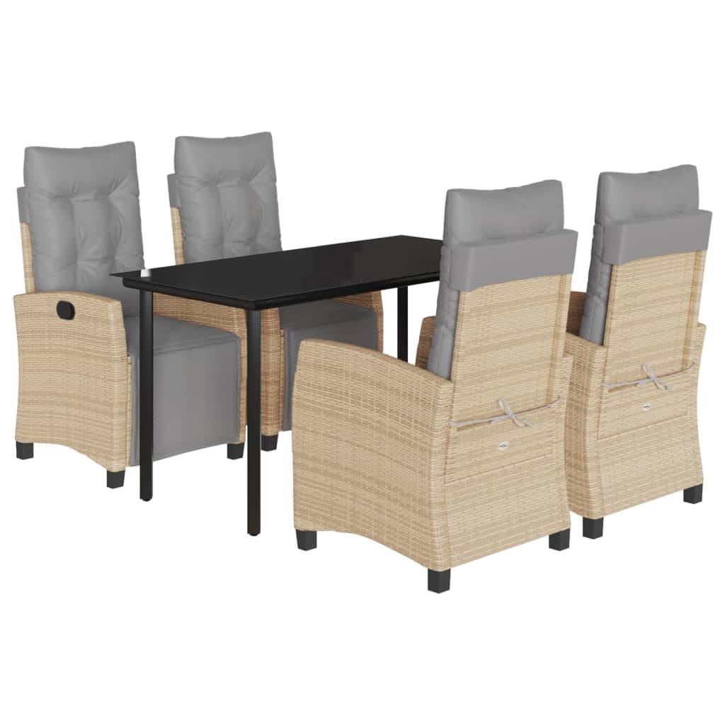 vidaXL 5-tlg. Garten-Essgruppe mit Kissen Beigemischung Poly Rattan
