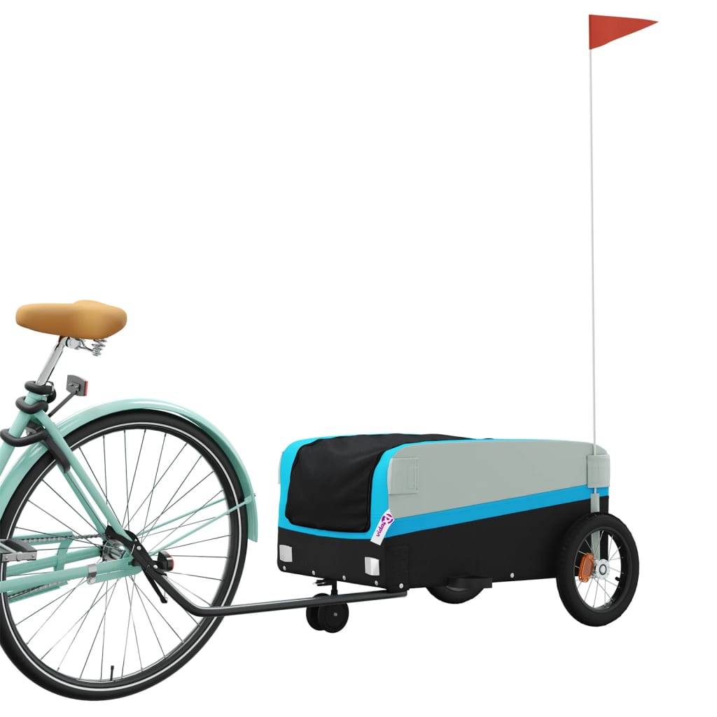 vidaXL Fahrradanhänger Schwarz und Blau 30 kg Eisen