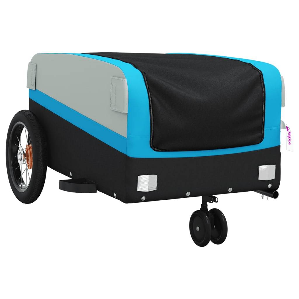 vidaXL Fahrradanhänger Schwarz und Blau 30 kg Eisen