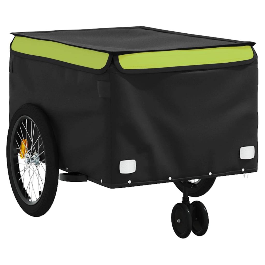 vidaXL Fahrradanhänger Schwarz und Grün 45 kg Eisen