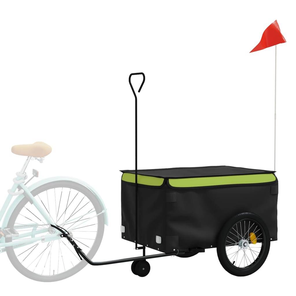 vidaXL Fahrradanhänger Schwarz und Grün 45 kg Eisen