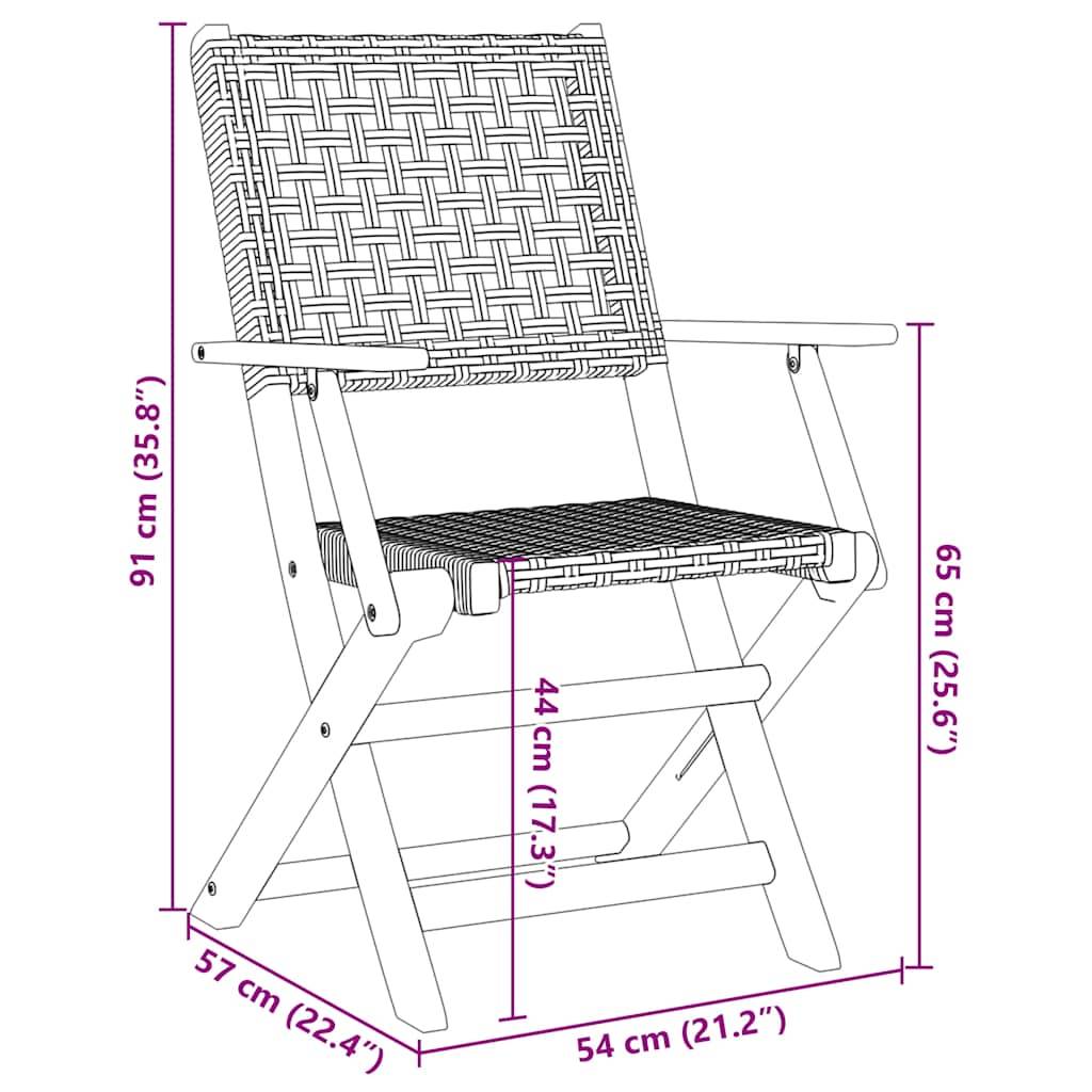 vidaXL Gartenstühle 8 Stk. Klappbar Grau Poly Rattan & Massivholz