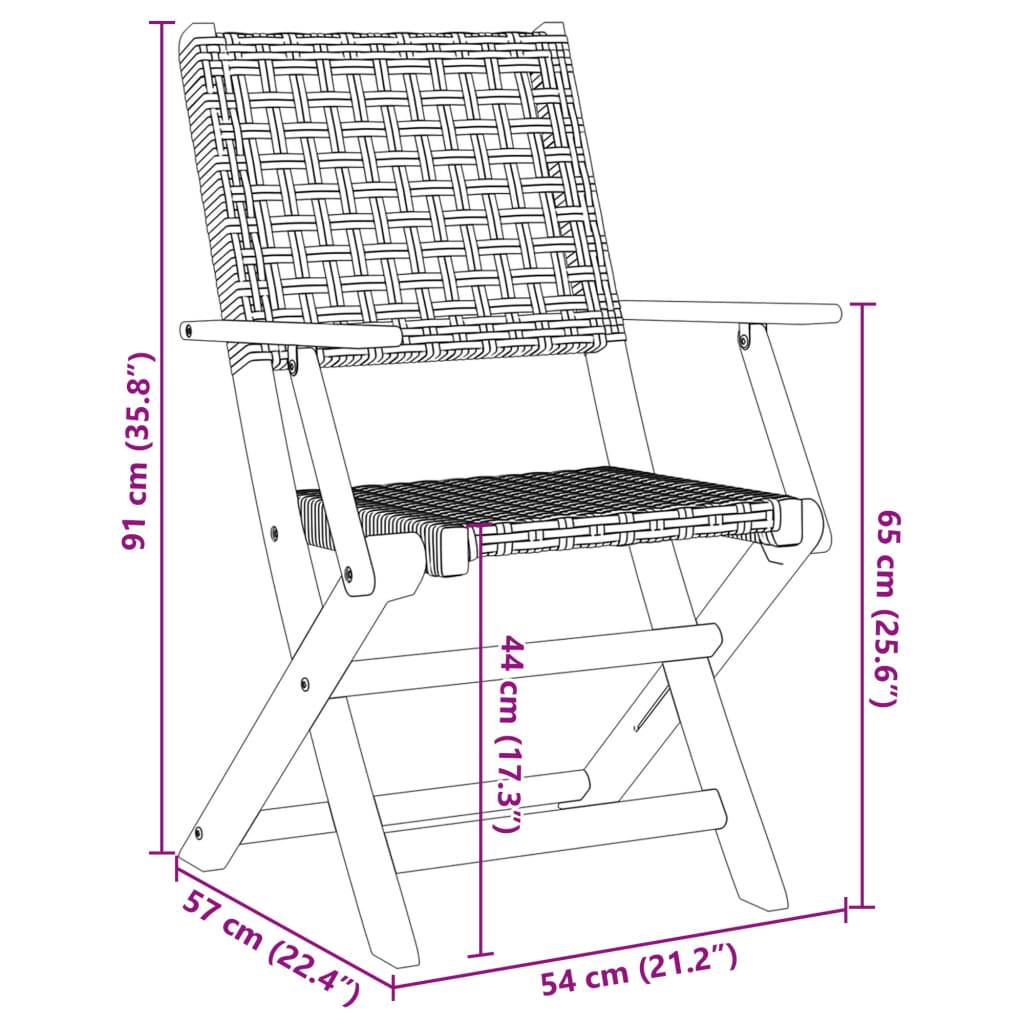 vidaXL Gartenstühle 6 Stk. Klappbar Grau Poly Rattan & Massivholz