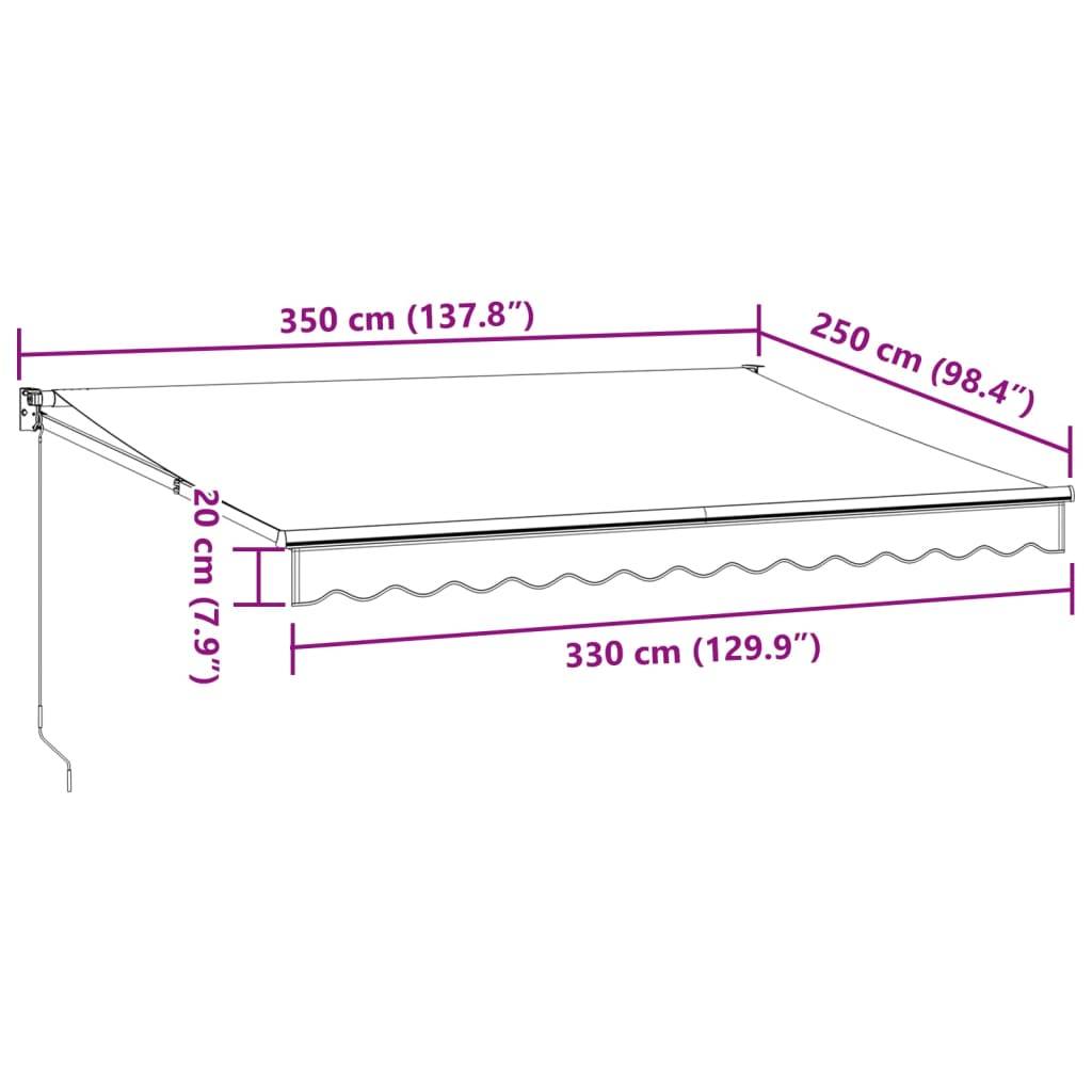 vidaXL Markise Manuell Weinrot 350x250 cm