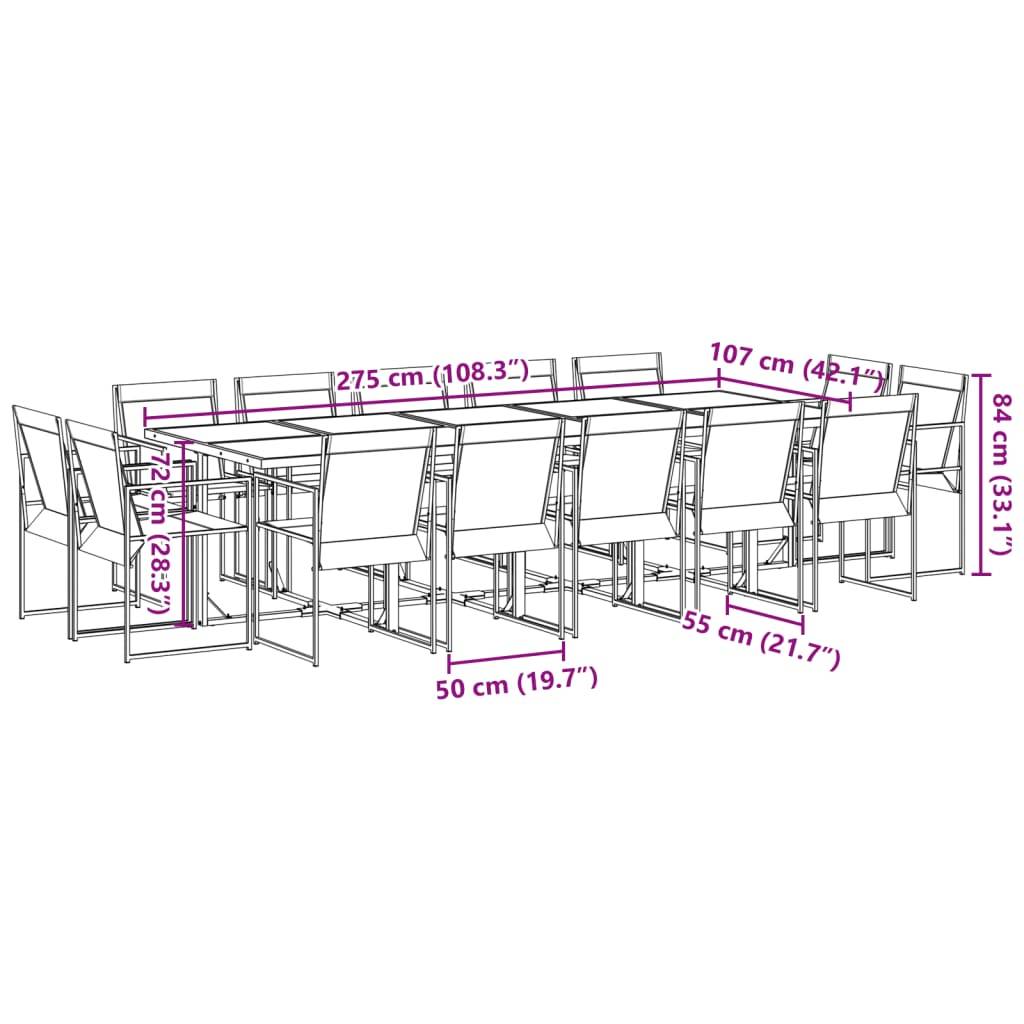 vidaXL 15-tlg. Garten-Essgruppe Schwarz Textilene