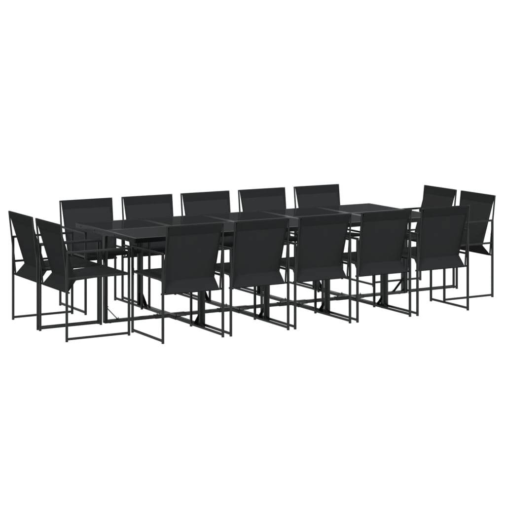vidaXL 15-tlg. Garten-Essgruppe Schwarz Textilene