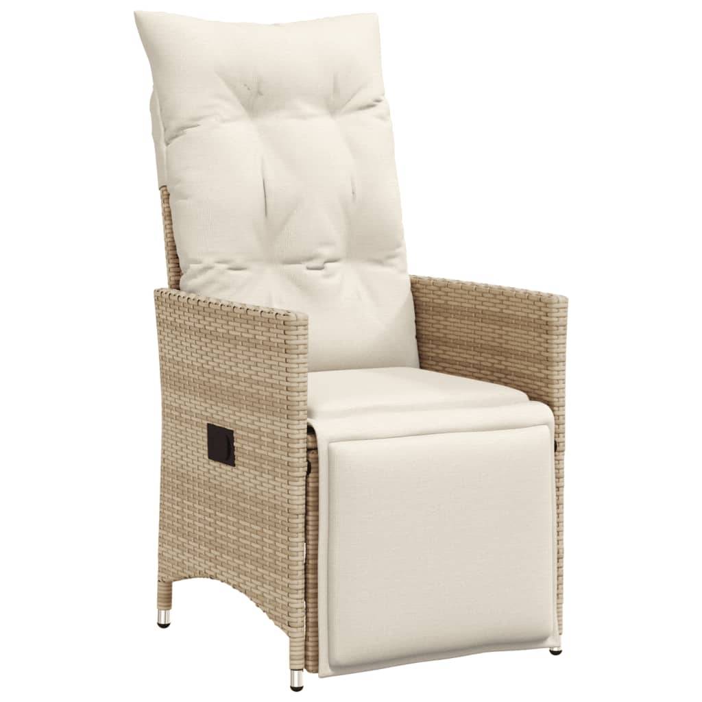 vidaXL 7-tlg. Garten-Bistro-Set mit Kissen Beige Poly Rattan