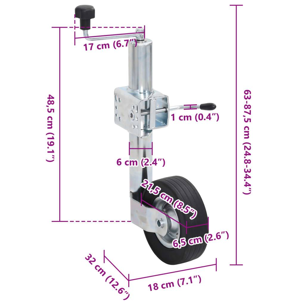 vidaXL Stützrad 60 mm mit 2 Stützrohren und 3 Klemmen