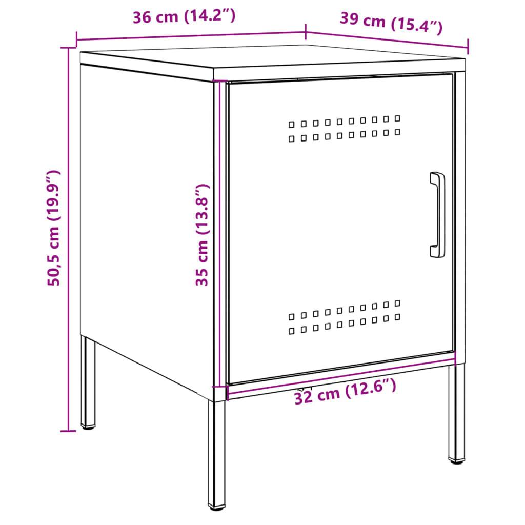 vidaXL Nachttische 2 Stk. Anthrazit 36x39x50,5 cm Stahl