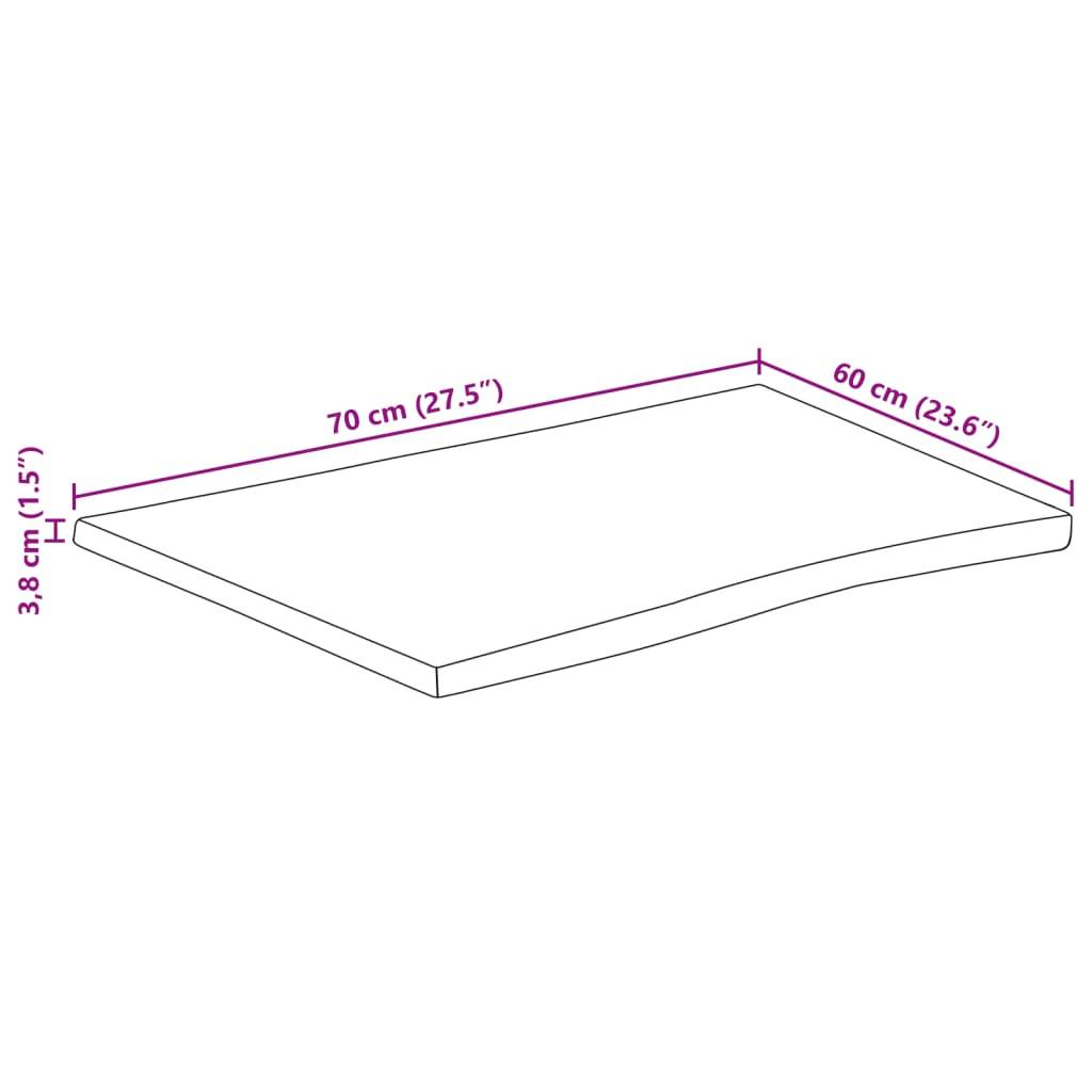 vidaXL Tischplatte 70x60x3,8 cm Rechteckig Massivholz Akazie Baumkante