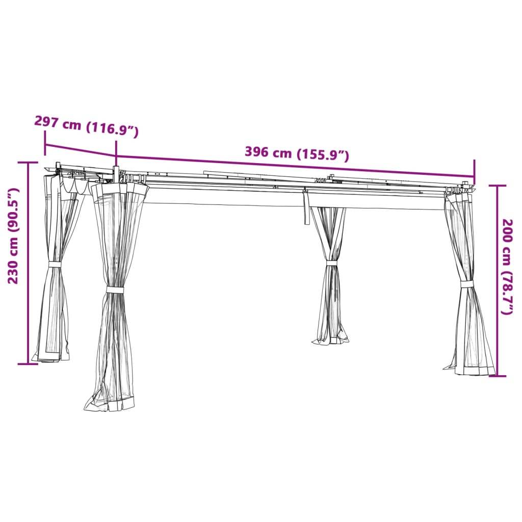 vidaXL Pavillon mit Netzwänden Creme 4x3 m Stahl