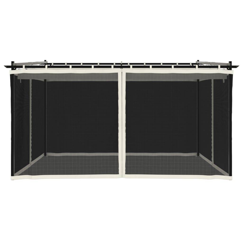 vidaXL Pavillon mit Netzwänden Creme 4x3 m Stahl