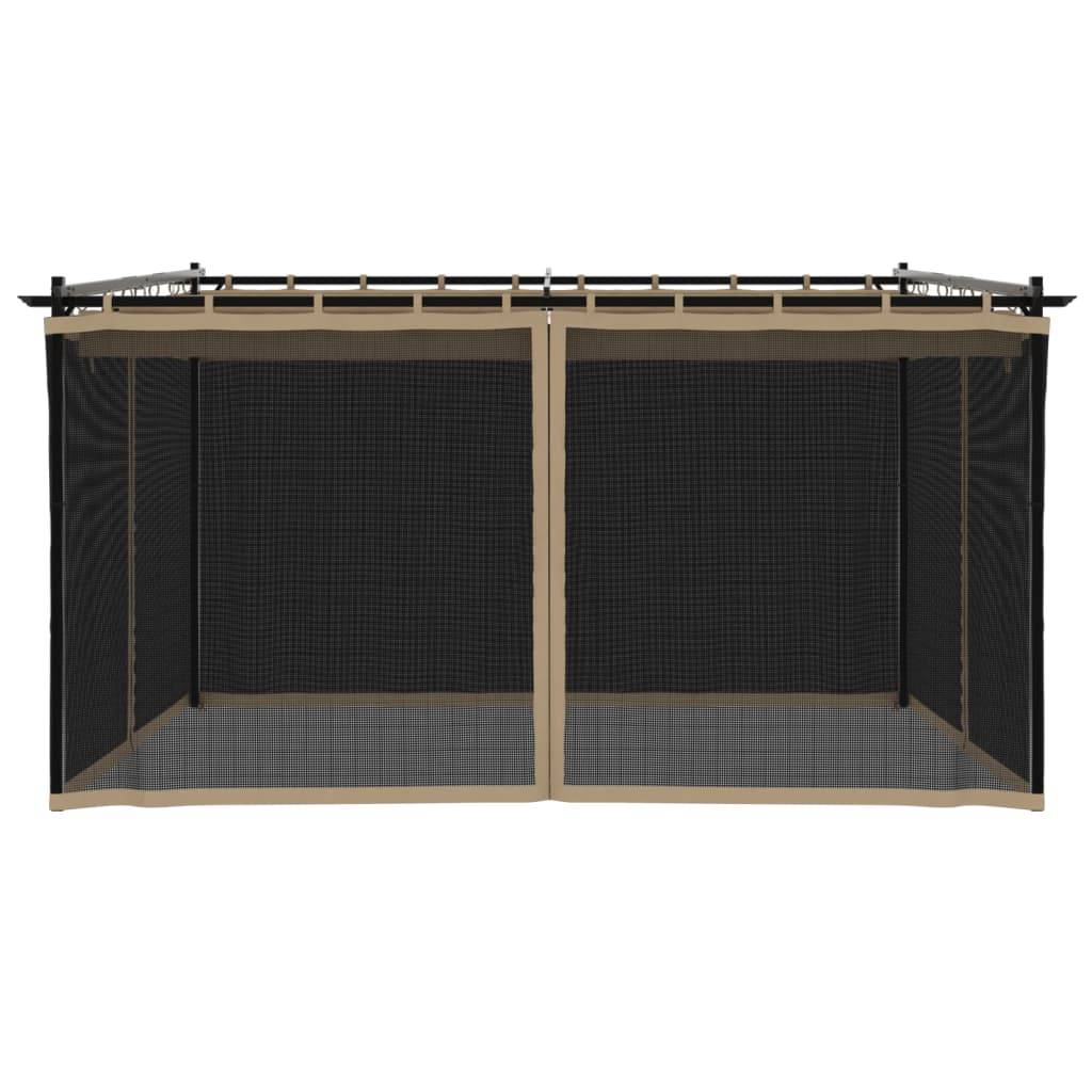 vidaXL Pavillon mit Netzwänden Taupe 4x3 m Stahl