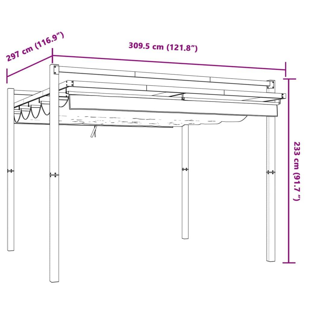 vidaXL Gartenpavillon mit Ausziehbarem Dach Anthrazit 3x3 m Aluminium