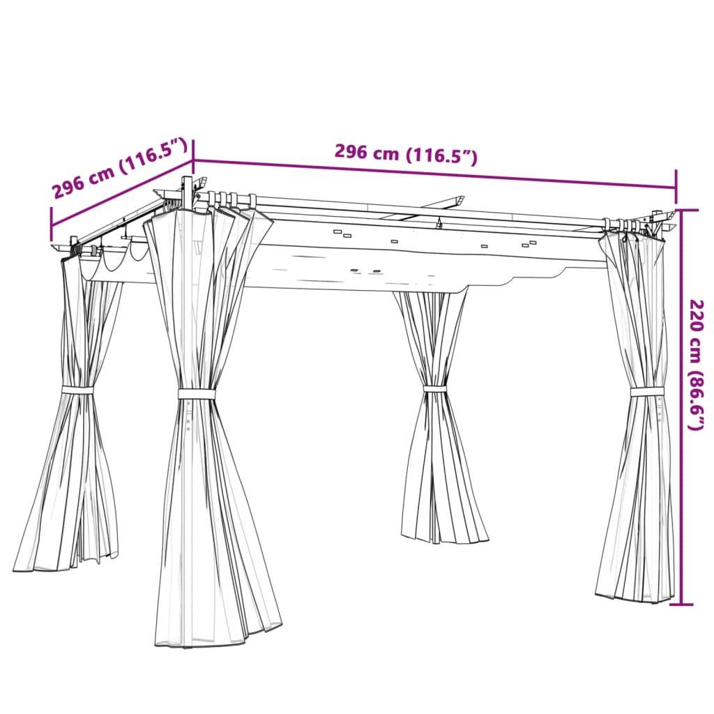 vidaXL Pavillon mit Vorhängen Anthrazit 3x3 m Stahl