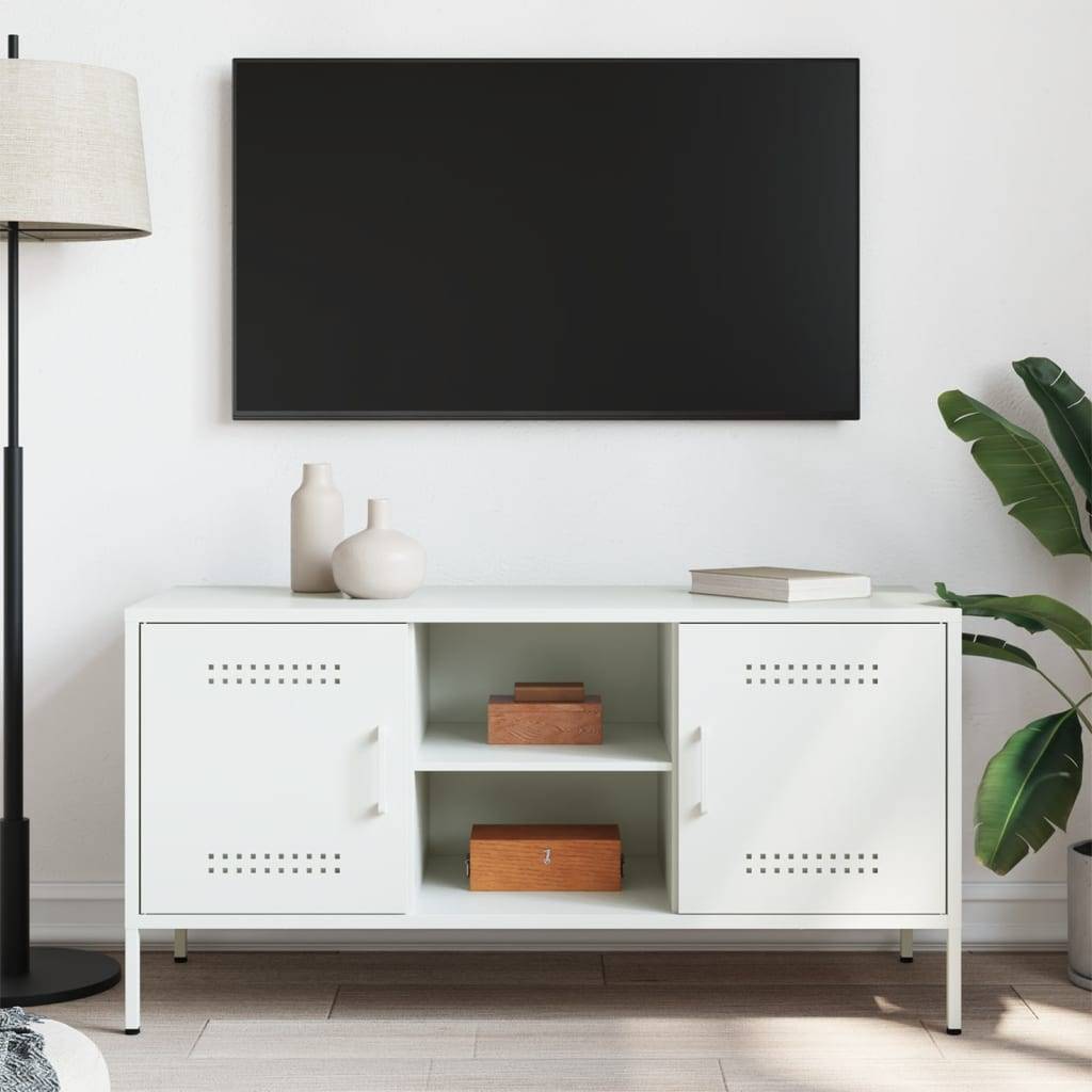 vidaXL TV-Schrank Weiß 100,5x39x50,5 cm Stahl