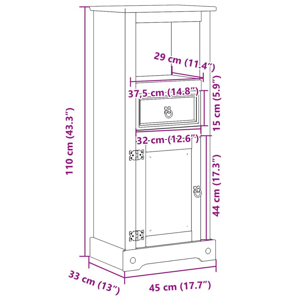 vidaXL Badschrank Corona 45x33x110 cm Massivholz Kiefer