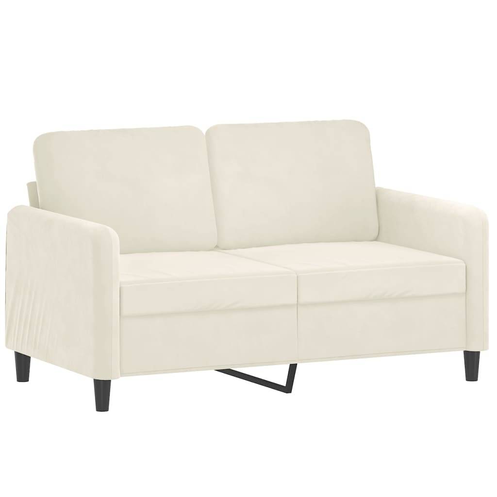 vidaXL 3-tlg. Sofagarnitur mit Kissen Creme Samt
