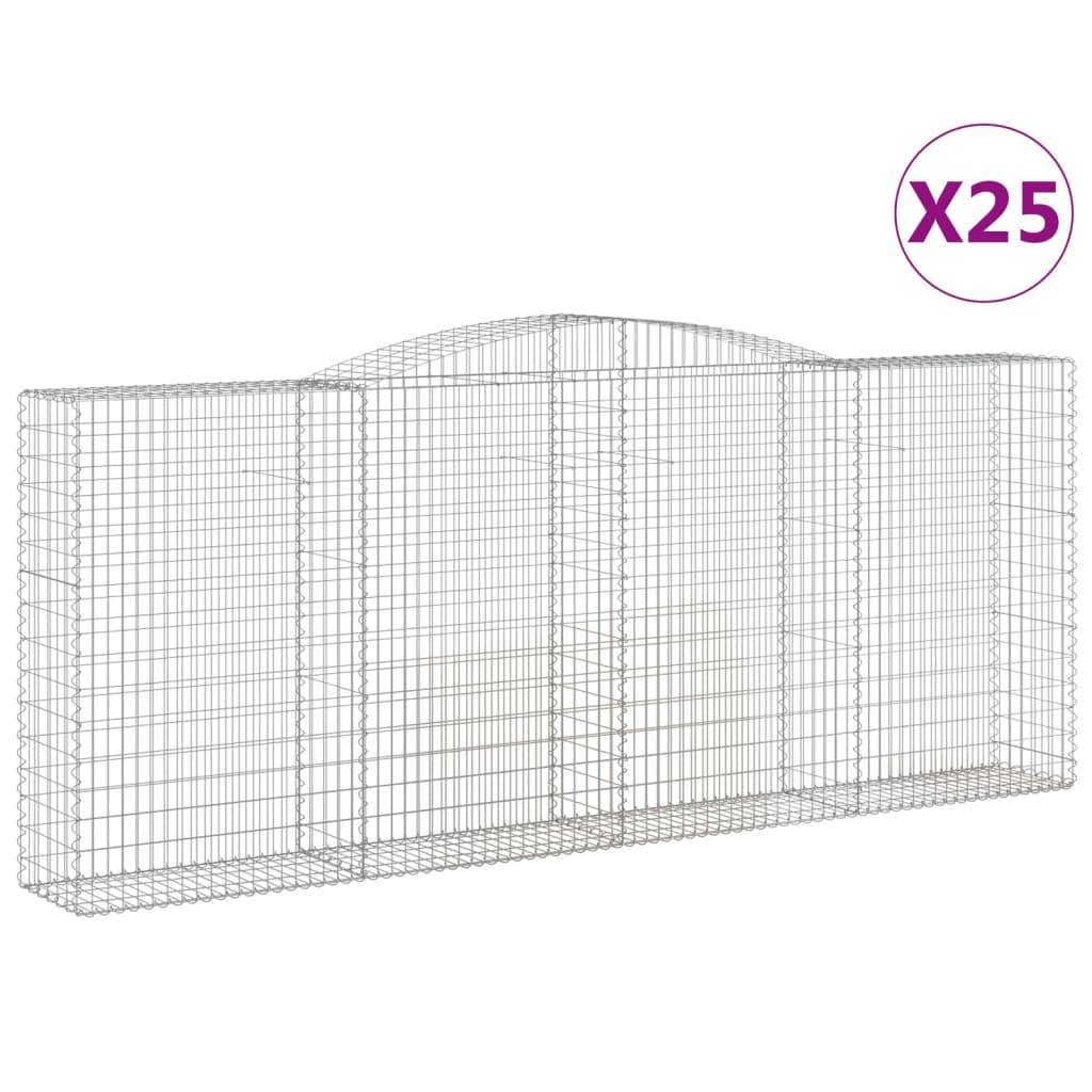 vidaXL Gabionen mit Hochbogen 25 Stk 400x50x160/180cm Verzinktes Eisen