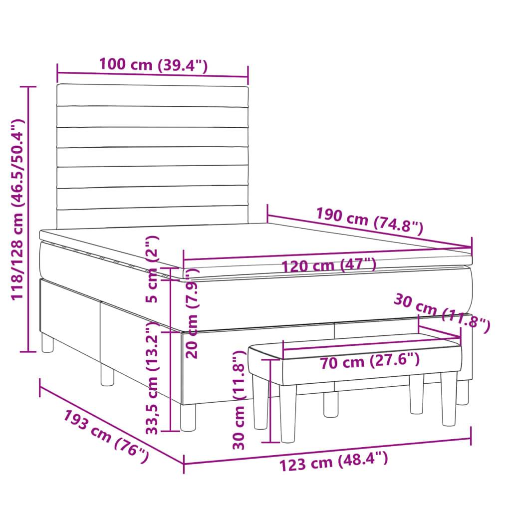 vidaXL Boxspringbett mit Matratze Taupe 120x190 cm Stoff
