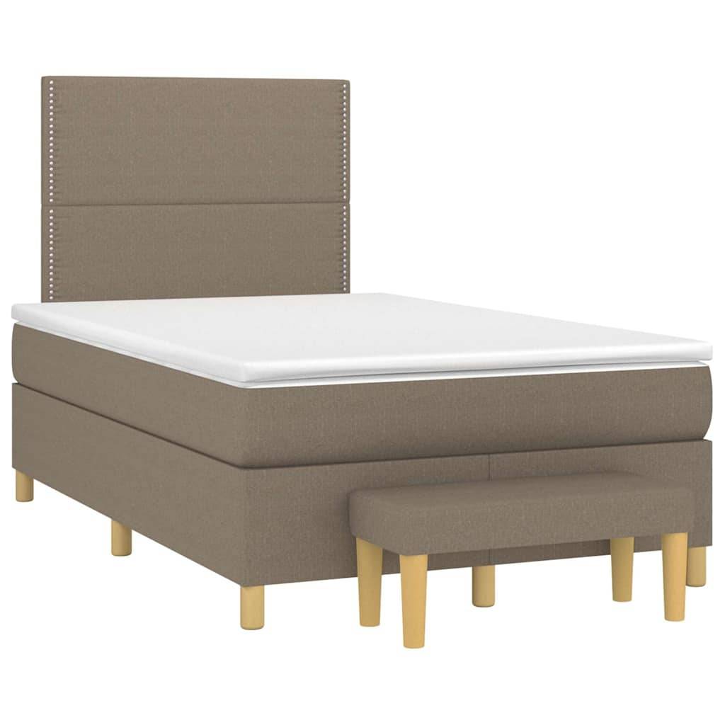 vidaXL Boxspringbett mit Matratze Taupe 120x190 cm Stoff