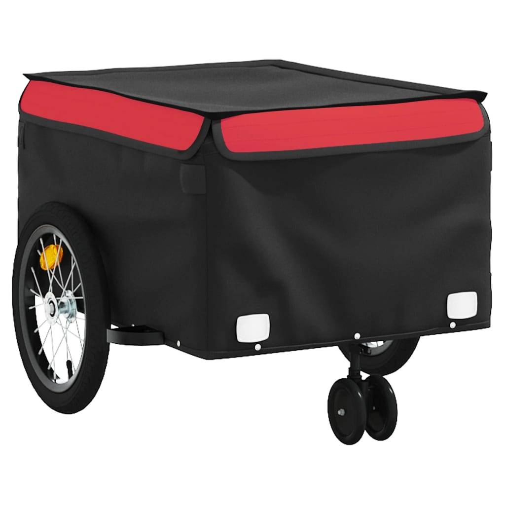 vidaXL Fahrradanhänger Schwarz und Rot 45 kg Eisen