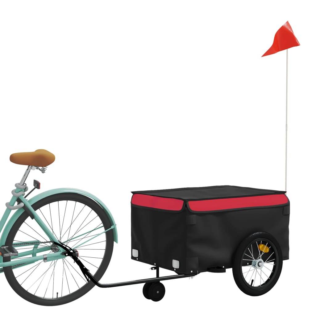 vidaXL Fahrradanhänger Schwarz und Rot 45 kg Eisen