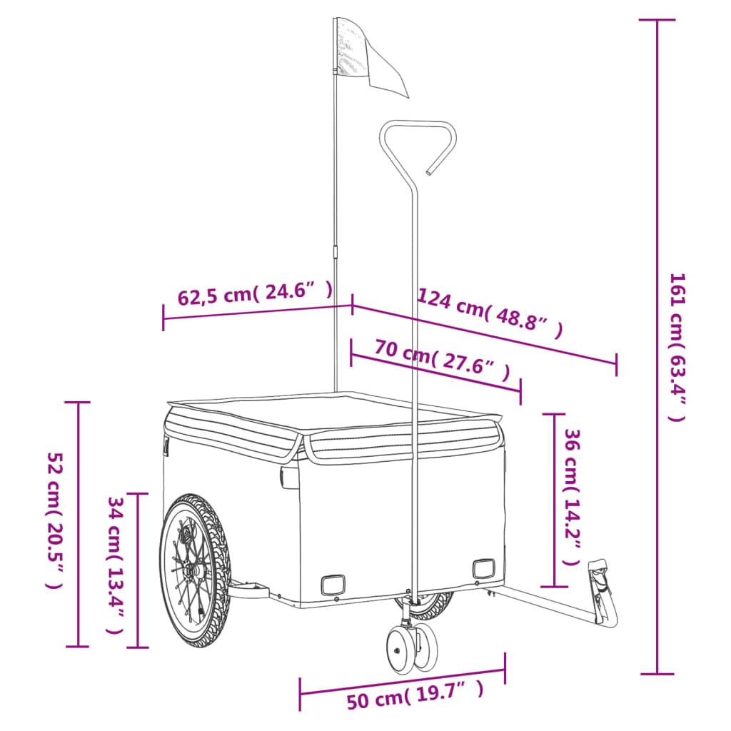 vidaXL Fahrradanhänger Schwarz und Gelb 45 kg Eisen