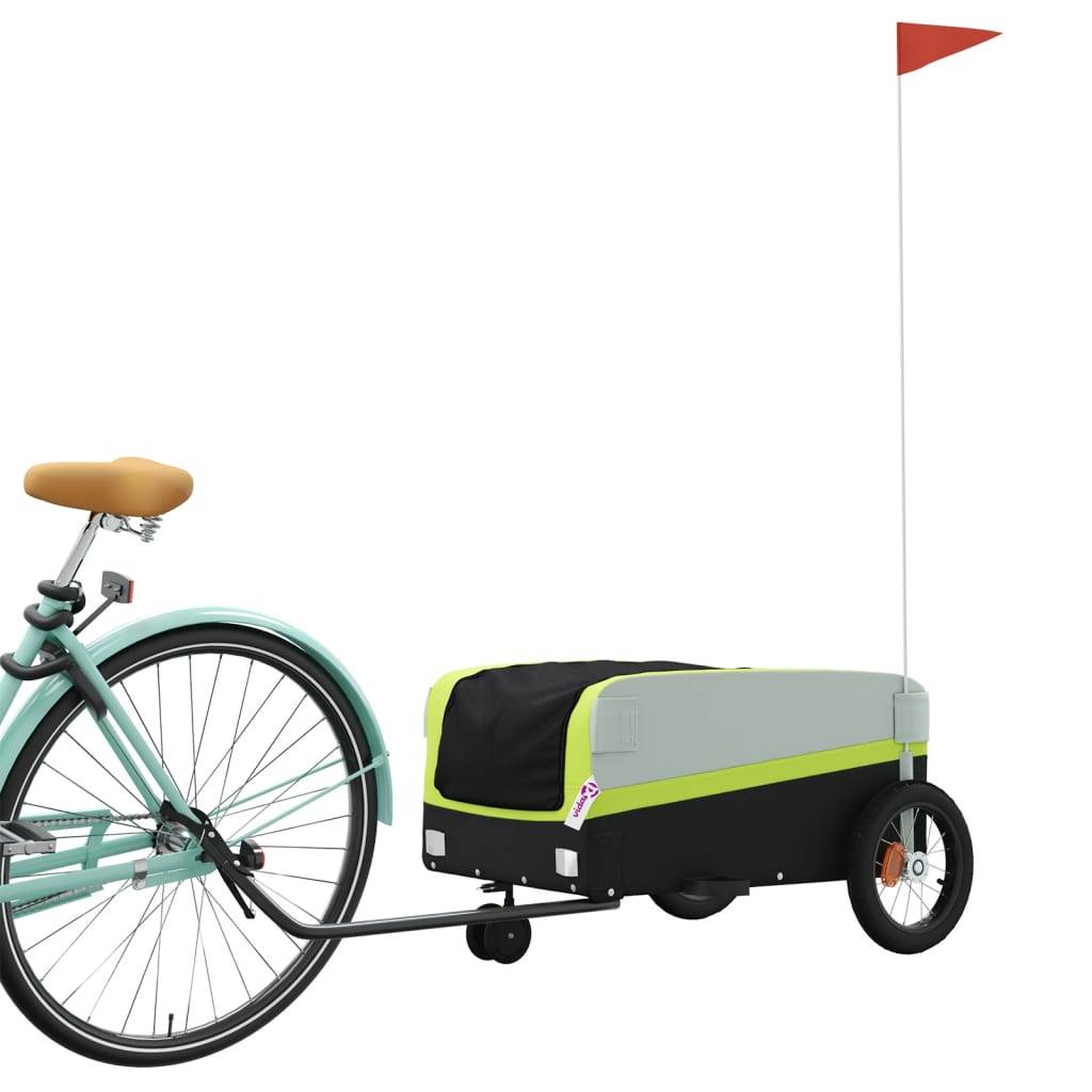 vidaXL Fahrradanhänger Schwarz und Grün 30 kg Eisen