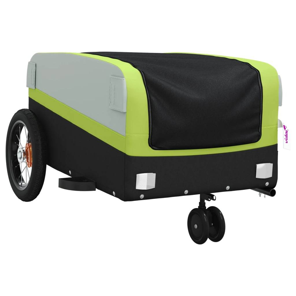 vidaXL Fahrradanhänger Schwarz und Grün 30 kg Eisen