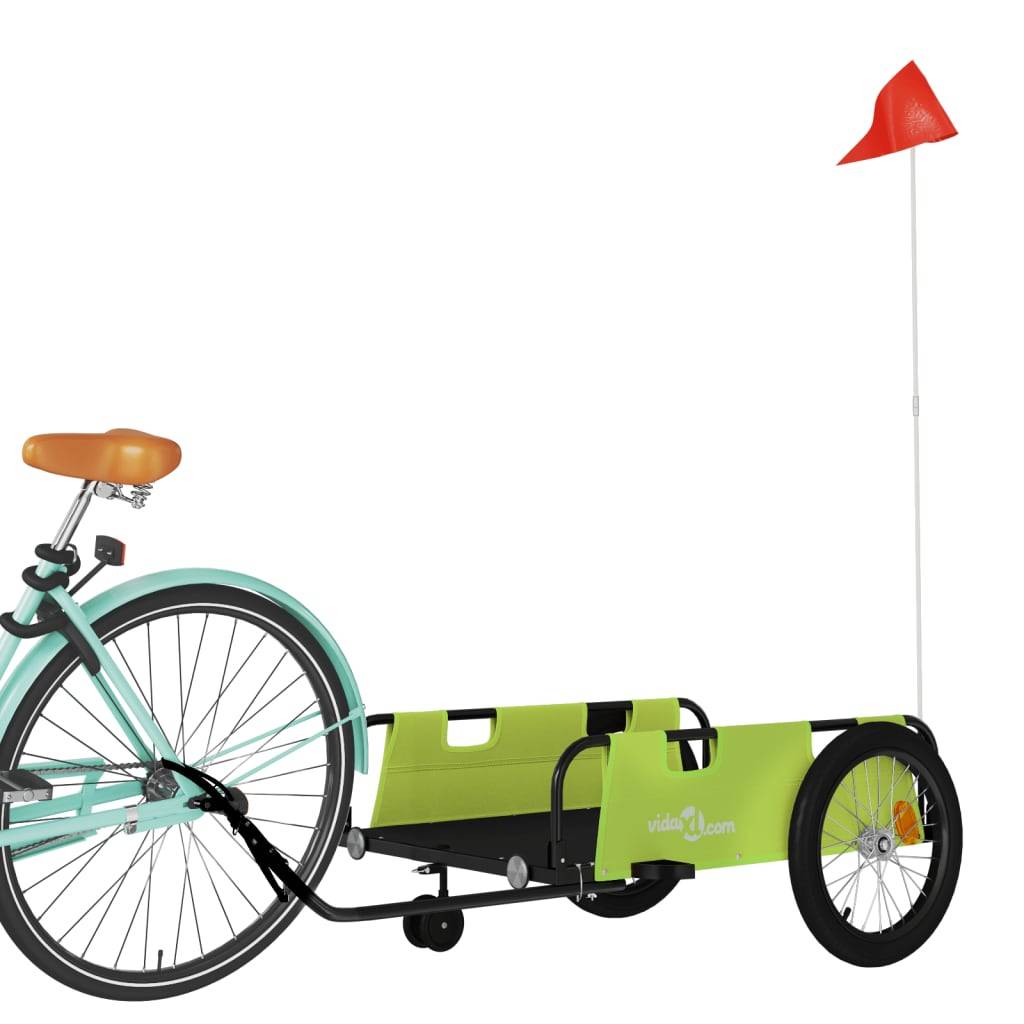 vidaXL Fahrradanhänger Grün und Schwarz Oxford-Gewebe & Eisen