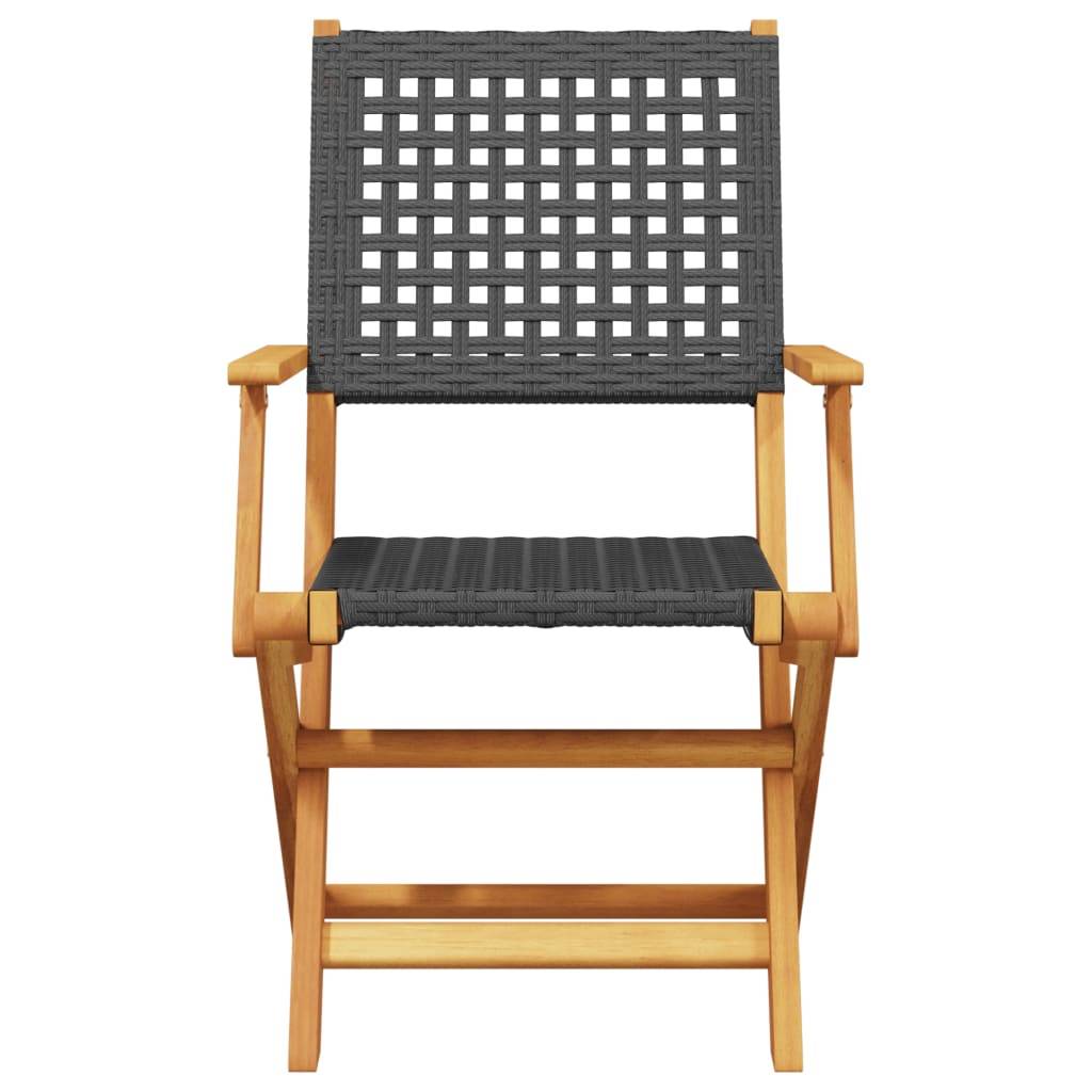 vidaXL 5-tlg. Garten-Essgruppe Schwarz Poly Rattan und Massivholz