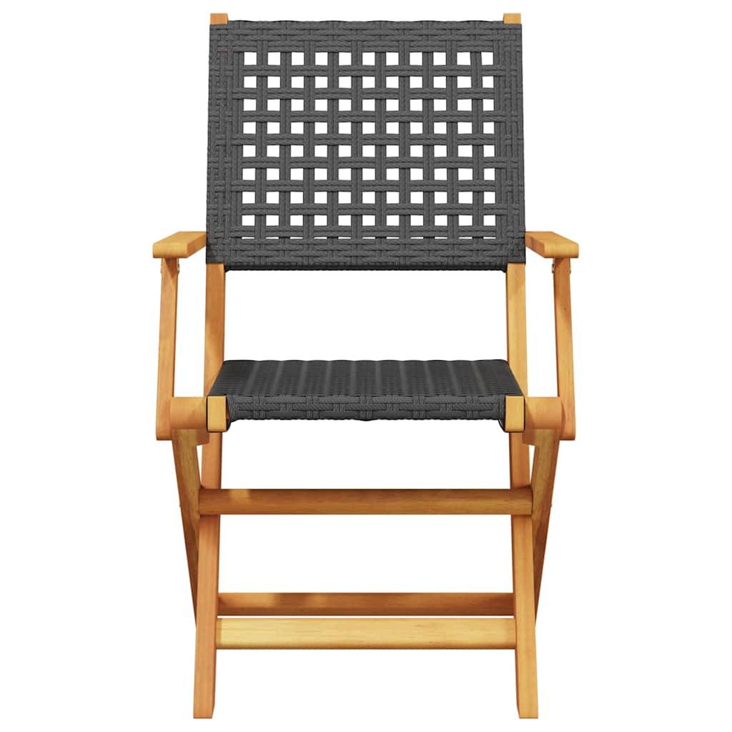 vidaXL Gartenstühle 6 Stk. Klappbar Schwarz Poly Rattan & Massivholz