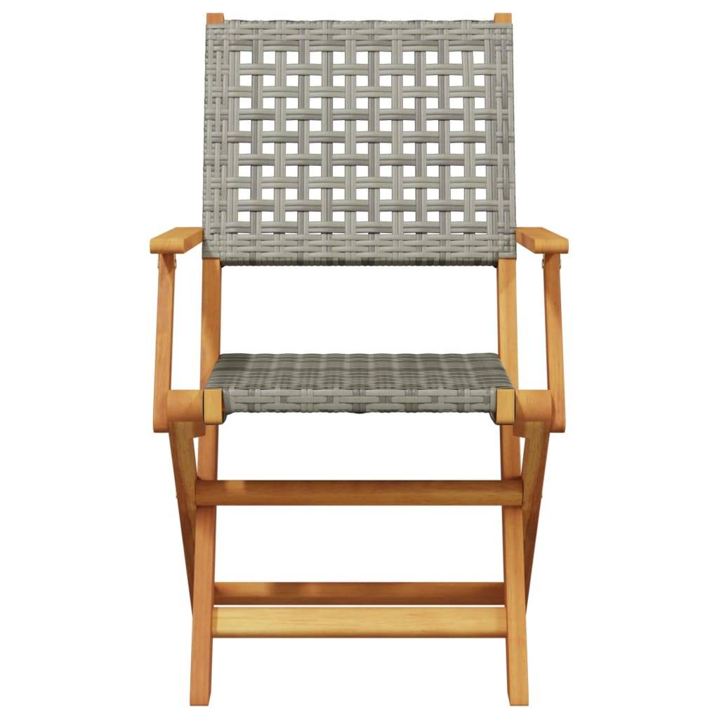 vidaXL 5-tlg. Garten-Essgruppe Grau Poly Rattan und Massivholz