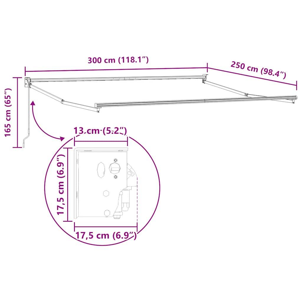 vidaXL Markise Einziehbar Anthrazit und Weiß 4,5x3 m Stoff & Aluminium