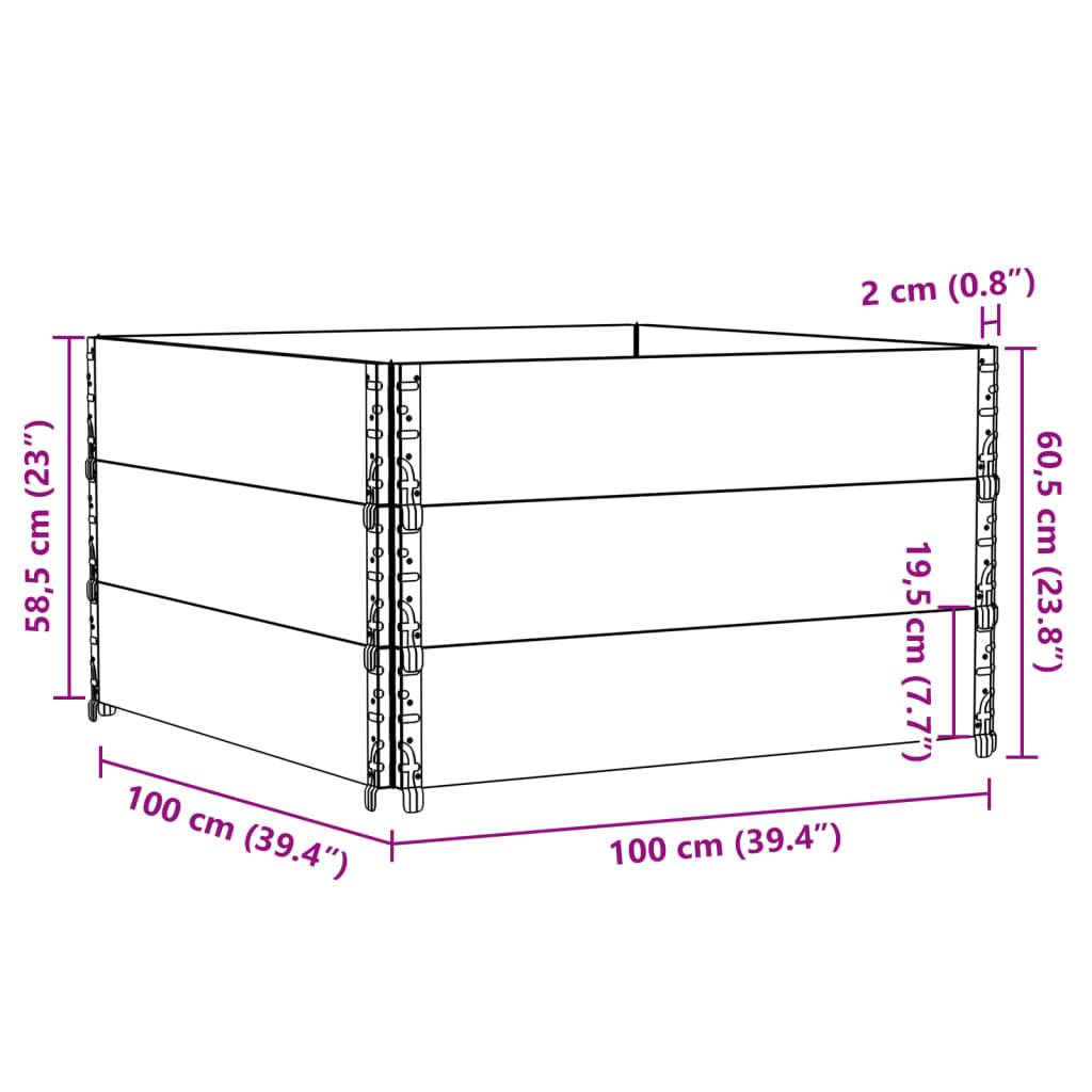 vidaXL Paletten-Aufsatzrahmen 3 Stk. Schwarz 100x100 Massivholz Kiefer