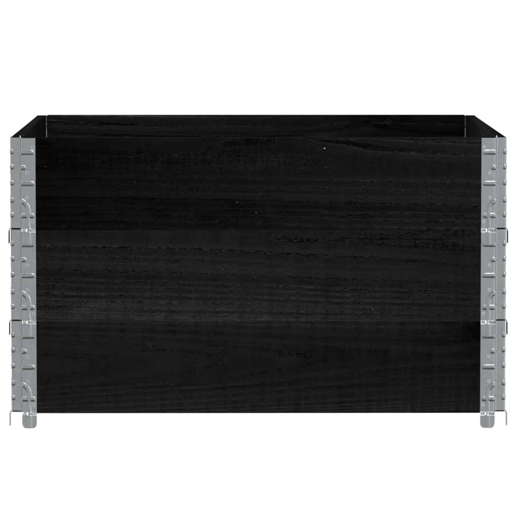 vidaXL Paletten-Aufsatzrahmen 3 Stk. Schwarz 100x100 Massivholz Kiefer